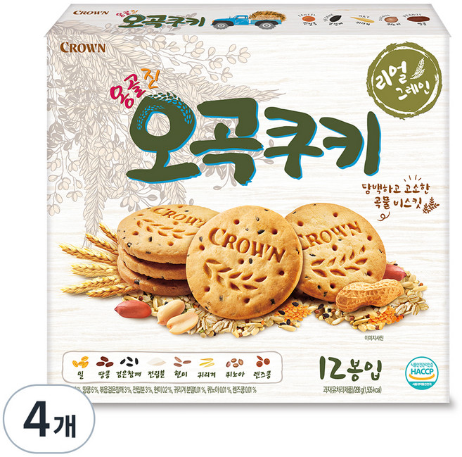 크라운 옹골진 오곡쿠키, 288g, 4개