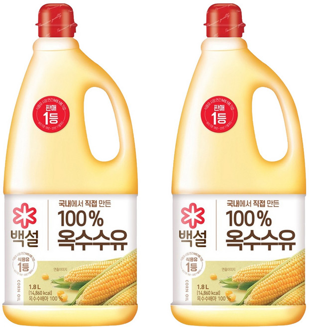백설 옥수수유, 1.8L, 2개