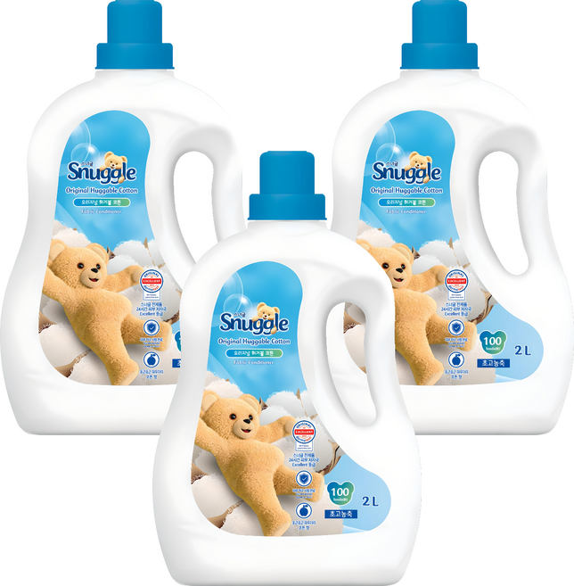 스너글 초고농축 섬유유연제 오리지널 허거블 코튼 본품, 2L, 3개