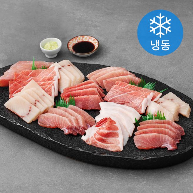 얌테이블 참치 모듬회 600g + 간장 10g x 2개 + 와사비 10g x 2개 세트 (냉동), 1세트