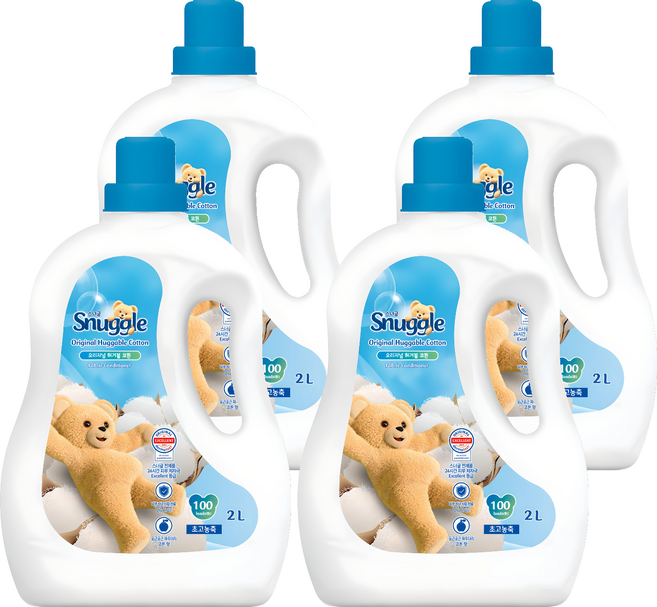 스너글 초고농축 섬유유연제 오리지널 허거블 코튼 본품, 2L, 4개