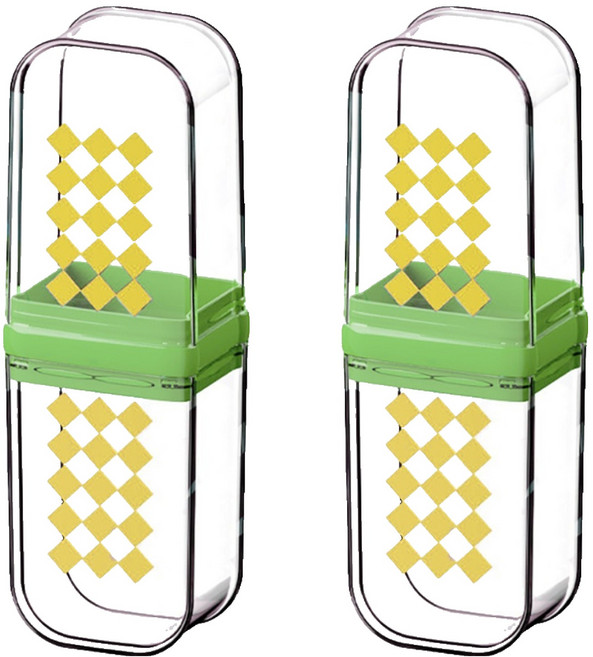 더자카 라운드 사각 투명 칫솔케이스, 그린, 2개