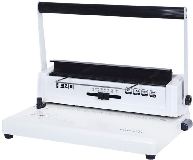 코라미 와이어링제본기 원형천공 KWB-W15C + 링 20p + PP표지 20p + 종이표지 20p + 탈착기 세트, 340매