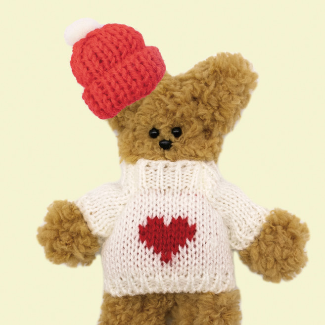 아트니즘 모루인형 꾸미기 소품 옷 니트 + 방울모자 세트, 흰색 + 빨강, 1세트