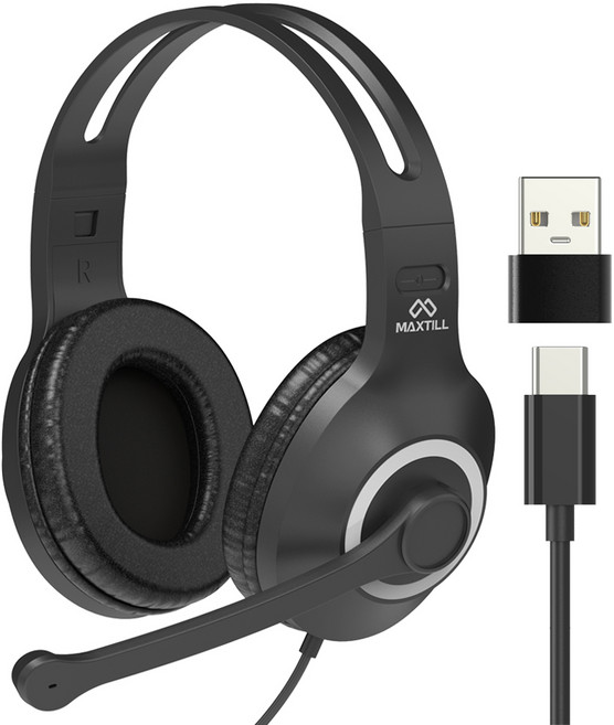 맥스틸 C타입 USB 유선 헤드셋 GM-HC70 블랙