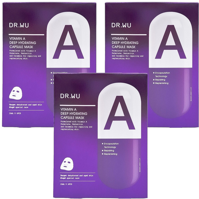 DR.WU 達爾膚 維他命A保濕修復膠囊面膜, 4片, 3盒