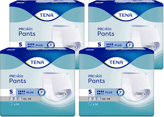 테나 남녀공용 언더웨어 플러스 성인기저귀, 소형, 14매입, 4개
