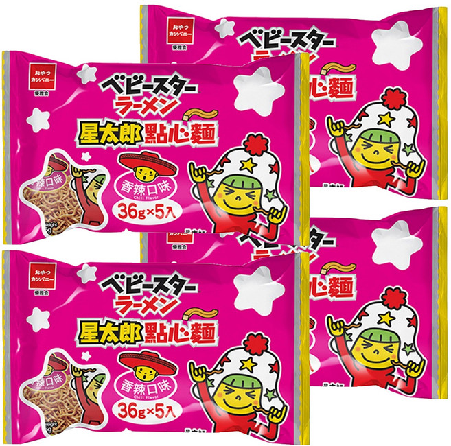 OYATSU 優雅食 BABY STAR 星太郎 點心麵 中香辣分享包 36g x 5入, 180g, 4包