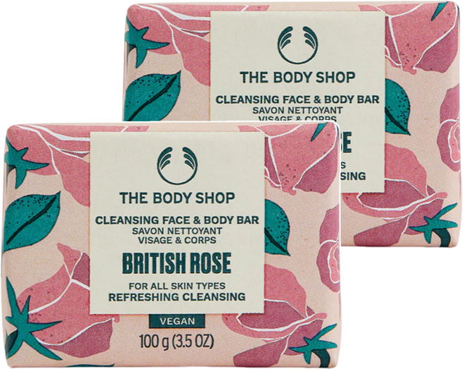 THE BODY SHOP 美體小舖 英皇玫瑰嫩膚臉部 身體潔膚皂, 2個, 100g