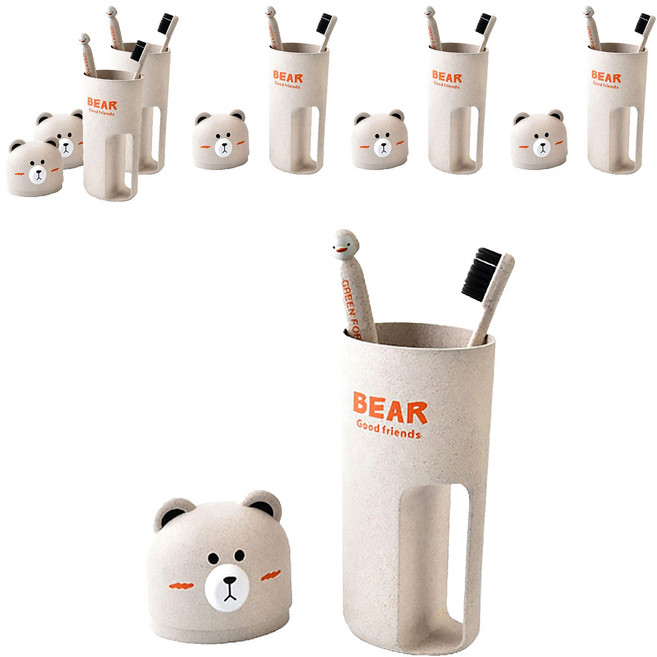 알럽홈 칫솔 베어컵 세트, 베이지, 6세트