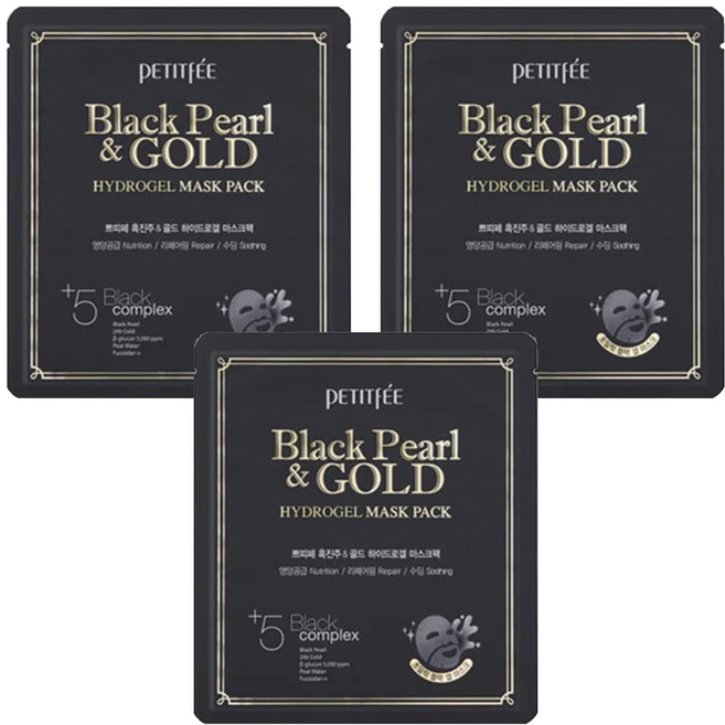 쁘띠페 흑진주 & 골드 하이드로겔 마스크팩 32g, 5개입, 3개 - 쿠팡