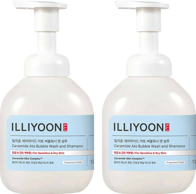 일리윤 세라마이드 아토 버블워시 앤 샴푸 바디워시 무향, 400ml, 2개