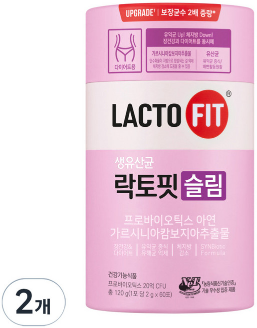 락토핏 슬림 유산균 60p, 120g, 2개