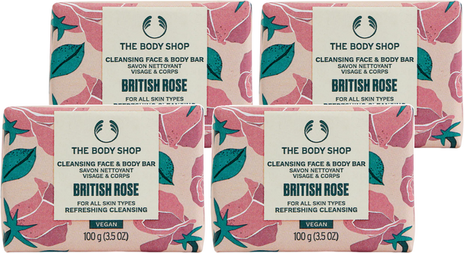 THE BODY SHOP 美體小舖 英皇玫瑰嫩膚臉部 身體潔膚皂, 4個, 100g
