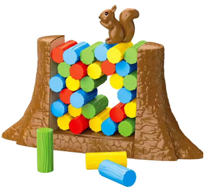 조이키즈 아슬아슬 다람쥐 통나무 젠가 보드게임, 혼합색상, 1개