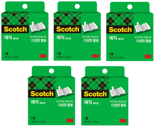 스카치 매직테이프 810R 리필 18mm x 15m, 5개