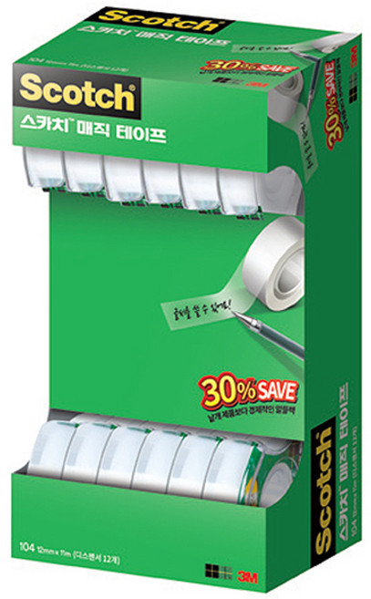 스카치 매직 테이프 세이빙팩 12mm x 11m 104-12, 12개