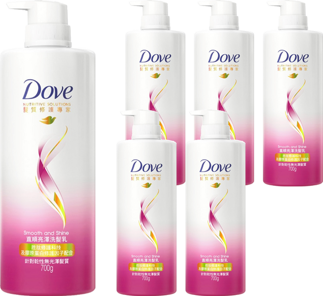 Dove 多芬 直順亮澤洗髮乳, 700g, 6瓶