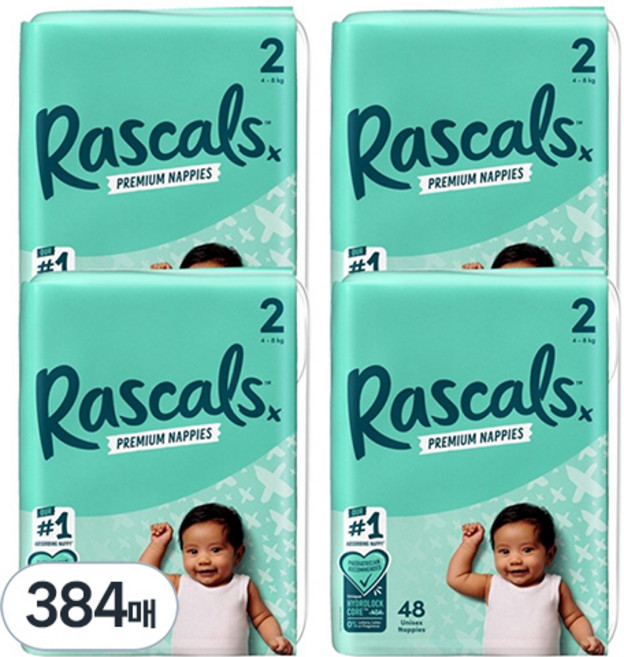 라스칼프렌즈 프리미엄 밴드형 기저귀, 384매, 2단계