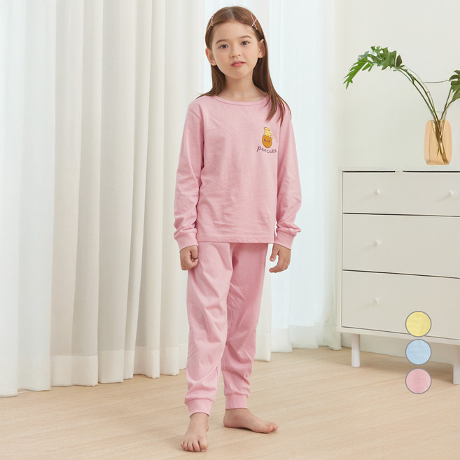 롤리트리 아동용 30수 싱글 9부 브레드 프린트 실내복 상하 세트