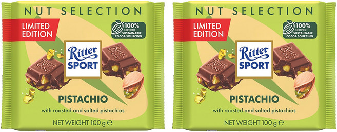 Ritter Sport 開心果巧克力, 100g, 2個