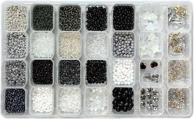 리니팜 28칸 프리미엄 비즈 공예 키트, 블랙, 1세트