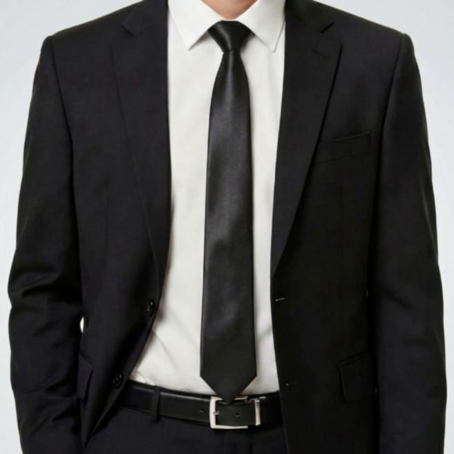 스펠로 장례식 상가집 검정 지퍼 자동 넥타이