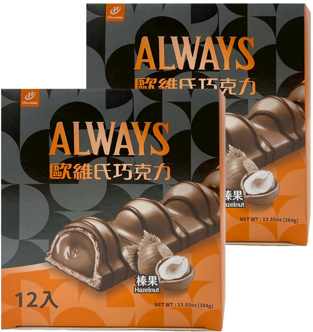 77 ALWAYS 歐維氏 榛果威化棒, 384g, 2個