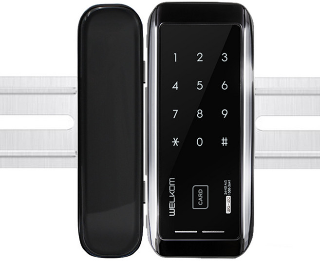 솔리티 양문형 유리문 전용 디지털 스마트 도어락 보조키 손잡이 없음, WG-20, 단순배송상품