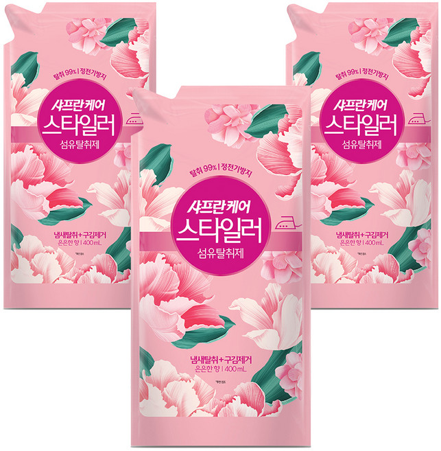 샤프란케어 스타일러 섬유탈취제 은은한향 리필, 400ml, 3개