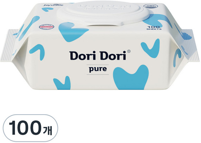 도리도리 퓨어 아기물티슈 캡형, 40g, 100매, 100개