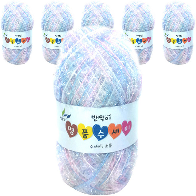 행복뜨기 반짝이 명품 수세미실, 27핑크하늘, 6개