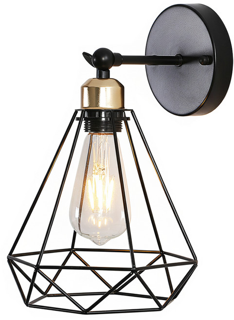 Honey Comb 美式工業風愛迪生燈泡壁燈 簡約蜂巢設計 營造復古工業風情, 1入, Black