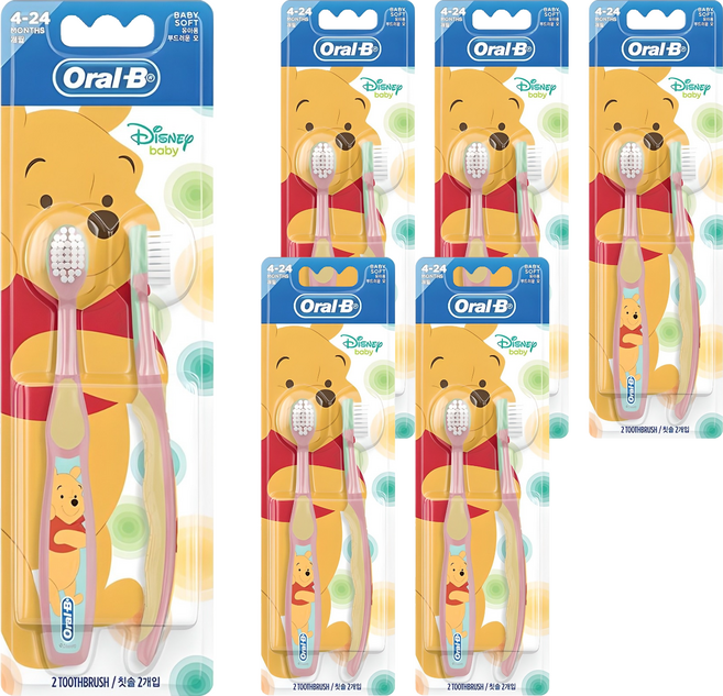 오랄비 스테이지스 영유아 푸 칫솔 1단계, 랜덤 발송, 2개입, 6개