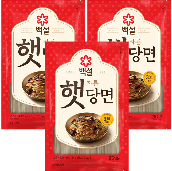 백설 햇당면, 500g, 3개