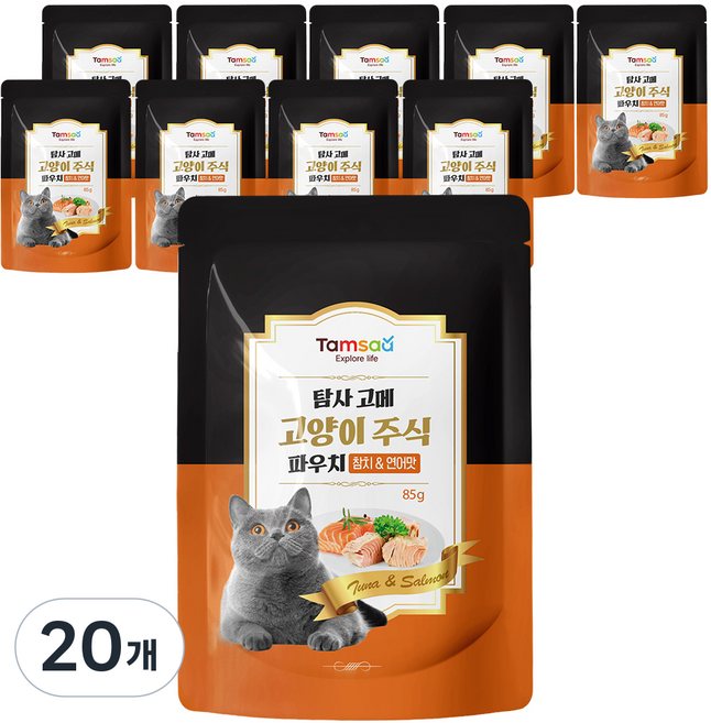 탐사 고양이 고메 주식 파우치, 85g, 20개, 참치+연어