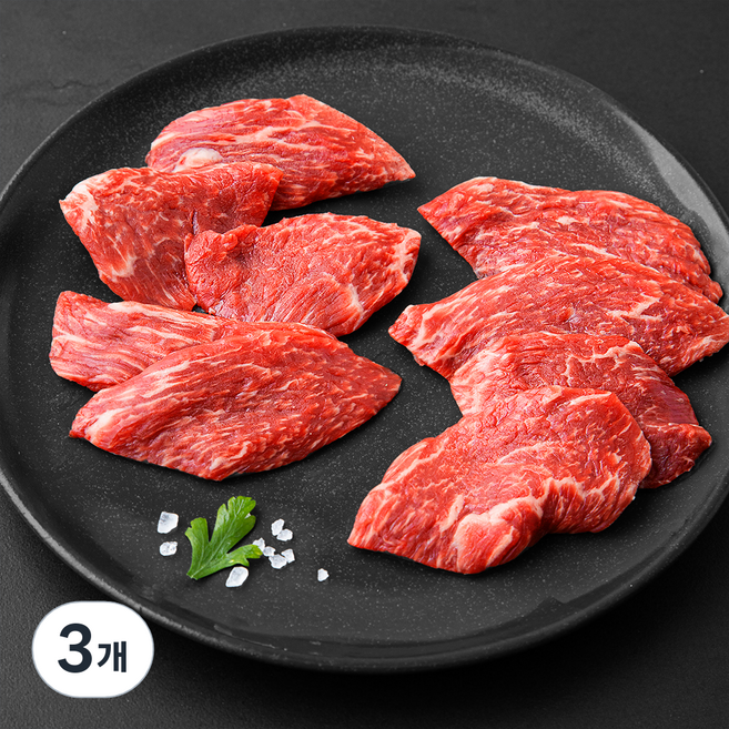 설로인 무항생제 인증 베이비로인 한우 안심 슬라이스 1등급 (냉장), 150g, 3개