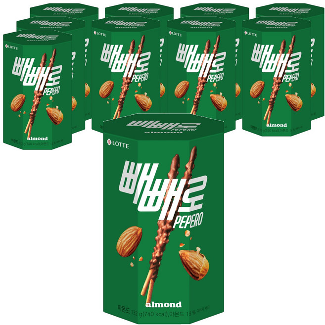 빼빼로 아몬드, 132g, 10개