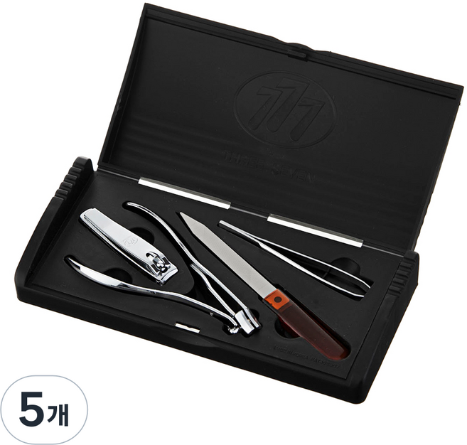 쓰리세븐 기능성 손톱깍이 4p 세트 TS-033AC, 5개, 은장(손톱깍이), 블랙(케이스)