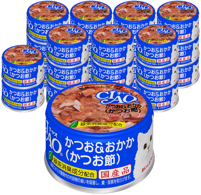 챠오츄르 고양이 화이티캔, 혼합맛(가다랑어/가츠오부시), 85g, 24개