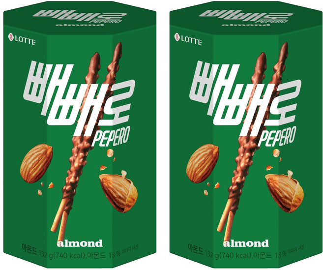 빼빼로 아몬드, 132g, 2개