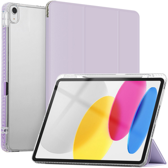 아이몰 스마트커버 펜슬 수납 클리어 태블릿 케이스, 바이올렛