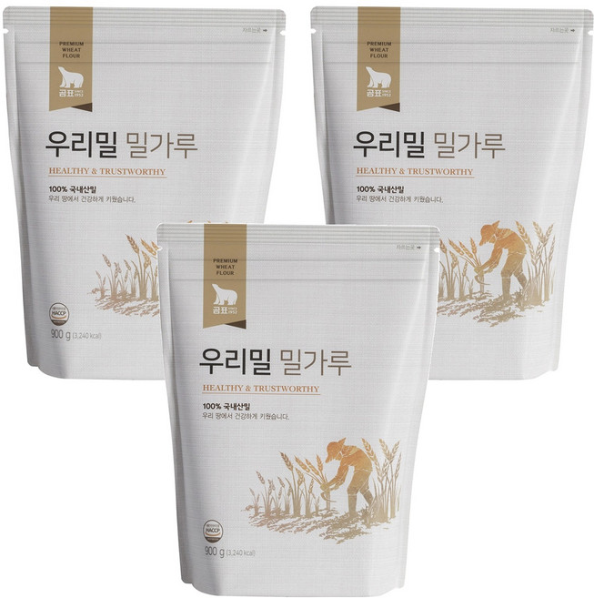 곰표 우리밀 밀가루, 900g, 3개