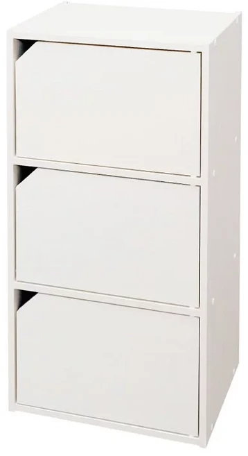 IRIS OHYAMA 愛麗思歐雅瑪 木質居家時尚附門三層櫃 MDB-3D*, 灰白色, 1個