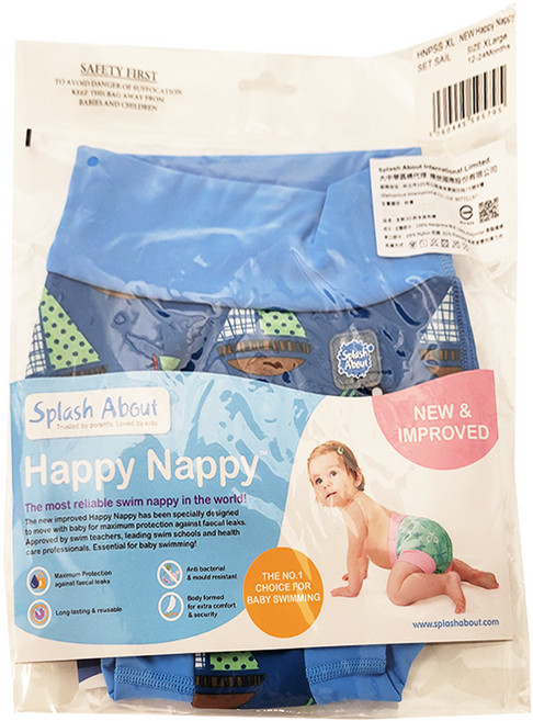 Splash About Happy Nappy 全新3D游泳尿布褲 柔軟保暖Neoprene材質 環保省錢可重複使用, XL, 1件