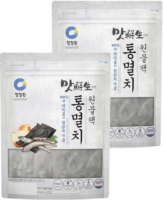 청정원 맛선생 통멸치 원물팩, 75g, 2개