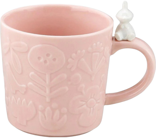 MOOMIN 嚕嚕米 陶瓷杯緣子馬克杯 8.5 x 8.5cm, 粉色 + 白色, 1個