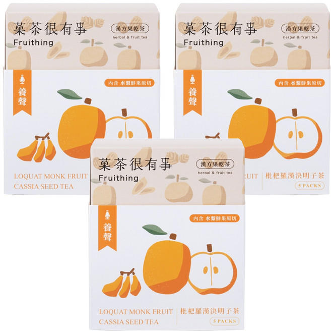 Fruithing 菓茶很有事 漢方果乾茶 枇杷羅漢決明子茶, 6g, 3盒, 5包