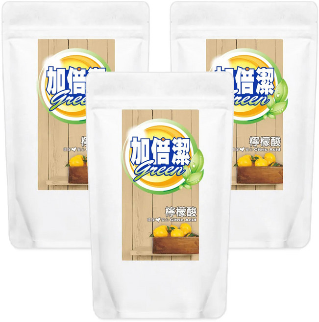 加倍潔 檸檬酸去汙粉 環保安心 有效清洗水垢和尿垢 清潔物體表面, 300g, 3包