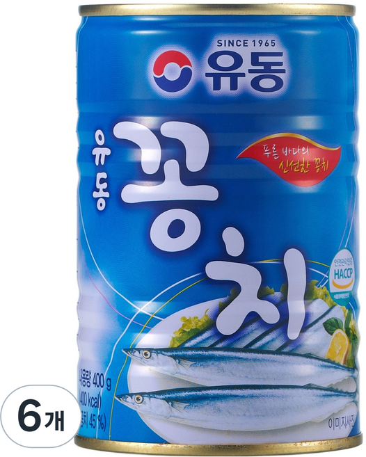 유동 꽁치 통조림, 400g, 6개